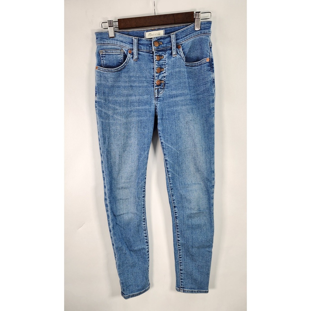 Madewell 9" Mid Rise Skinny Crop Jeans Women's 26 Button Fly Light Wash